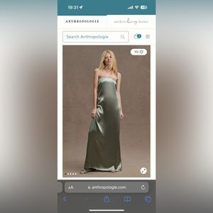 Strapless olive shiny dress size 8 never worn